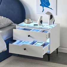 White LED  Bedside Table High