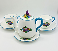 Antique 1920's Crown Staffordshire Teapot, Drip Plate & Two Cups and Saucers