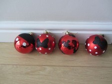 Disney Mickey Mouse Baubles Set Of  4 Red Christmas Tree Decorations  Primark