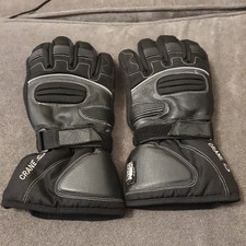 Crane - Thinsulate - Black Motorcycle Gloves - Real leather- Size L .