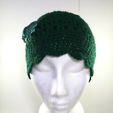 CROCHET CLOCHE HAT 1920s VINTAGE STYLE LADIES ONE SIZE FOREST GREEN, HANDMADE