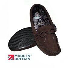 Mens Moccasin Slippers Dark