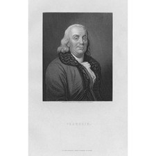 BENJAMIN FRANKLIN - Antique Print c1870