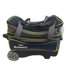 Brunswick 2 Ball Roller Bowling Grey Blue / Shoe Pocket & Telescopic Handle 