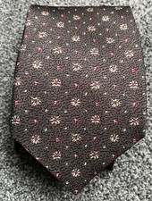 Mens Paul Smith Made In England 100% Silk Brown Mix Floral Patterned Tie