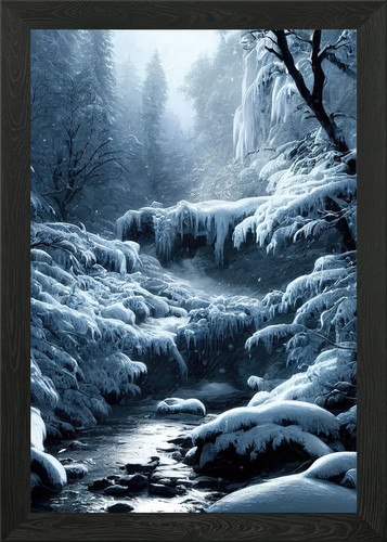 Frozen winter forest - winter, framed