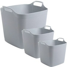 Grey Heavy Duty Square Flexi Tub Laundry Toys Storage Flexible Buckets