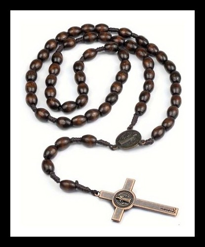 Brown wooden rosary beads - brown,