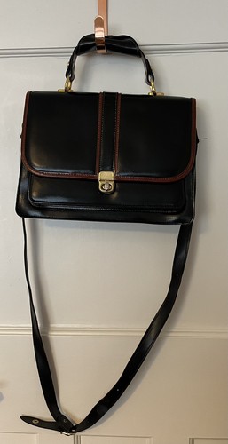 Black leather vintage satchel