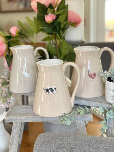 Stoneware embossed jug - stoneware,
