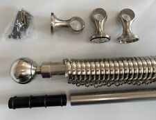 Metal Curtain Pole with Tube brackets, 360cm 3.6 M, 25mm Diameter, Brushed Steel