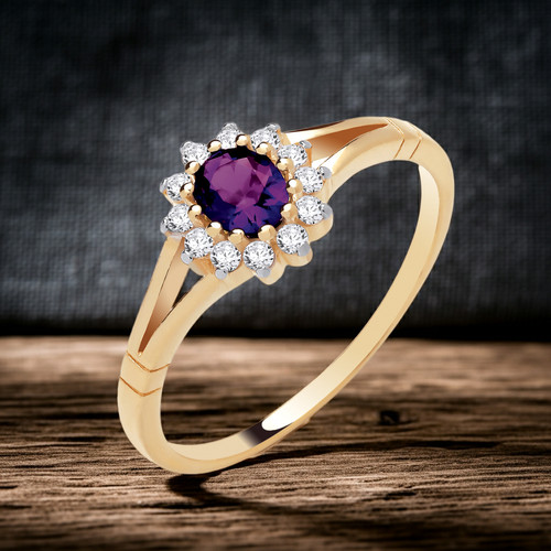18ct gold amethyst cluster - gold,