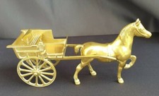 Brass Horse and Carriage Moving Wheels Removable Seat and Lamp