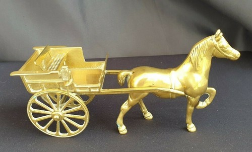 Brass horse and carriage - brass,