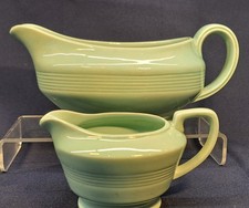 Woodsware 'Beryl' Green Gravy Boat and Milk Jug c1940s
