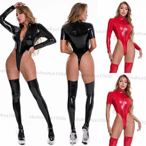 Women latex leather bodysuit - women,