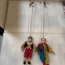 Pinocchio & Clown Marionette Puppets Vintage