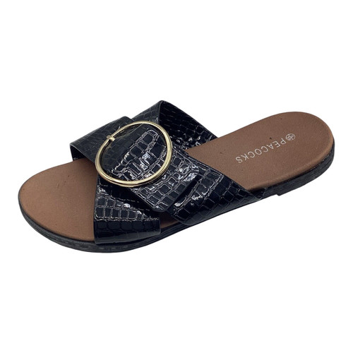 Peacocks womens black patent - peacocks,
