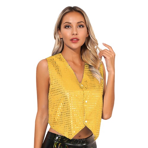 Women shiny sequins vest hip - sequins,
