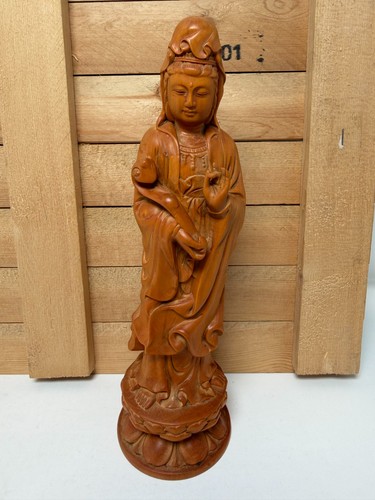 Carved wood quan yin - yin, statue