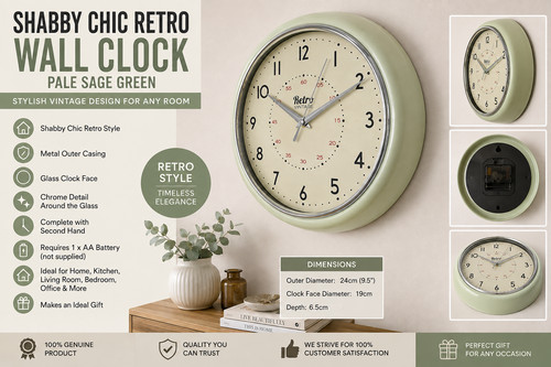 Retro cream wall clock round - retro, clock,