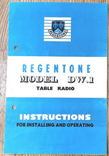 REGENTONE MODEL DW1 TABLE RADIO. c1956. INSTRUCTIONS FOR INSTALLING & OPERATING