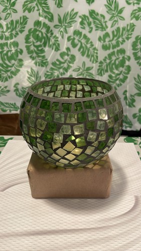 Green glass mosaic round - mosaic,