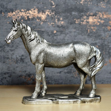 Antique silver standing horse - standing,
