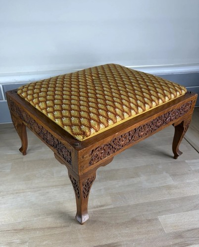 Vintage footstool hand carved - hand,