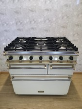 FALCON 90 CM DELUXE DUAL FUEL RANGE COOKER IN CREAM AND BRASS. Ref--ED302