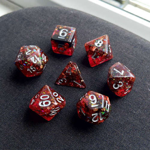 7pc orange red - 7pc, glitter
