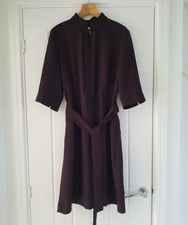 Hobbs Lois Formal Shirt Dress Maroon Deep Purple Office Smart Size UK 12 Oxblood