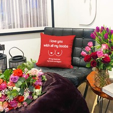 Valentines Cushion - Pre-Filled Funny Cheeky Love Message Home Decor rucomfy