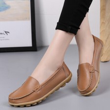 Fashion Women Ladies Soft Leather Formal Casual Ballet Slip On Loafer Flat Shoes