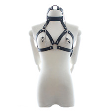 Cupless Bra Cage Harness Collar with O Ring Mouth Gag+Breast Clamps Bondage BDSM