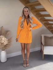 ZARA Orange satin DRESS XL