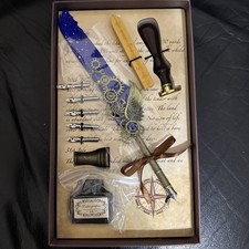 Blue mechanical quill pen - mechanical, &