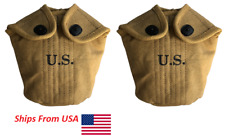 U.S WW2 M1910 Canteen Water Bottle Webbing Canvas Cover Khaki (Pack of 2)