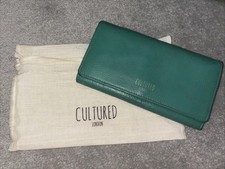 Cultured Emerald Green Leather Purse Wallet & dust bag Xmas Womens girls Teens
