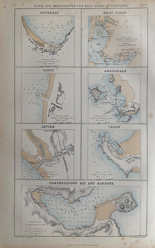 1857 antique map ports - ports, &