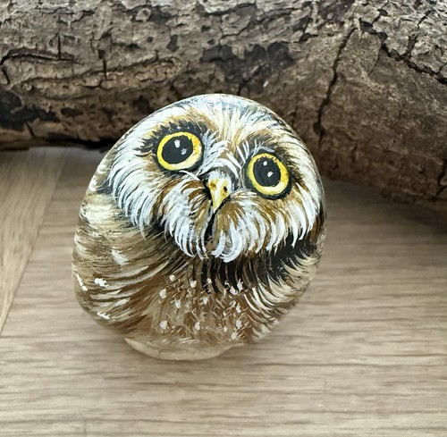 Owl painted stones original - painted,