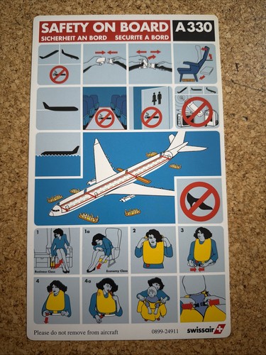 Swissair a330 safety card - swissair,