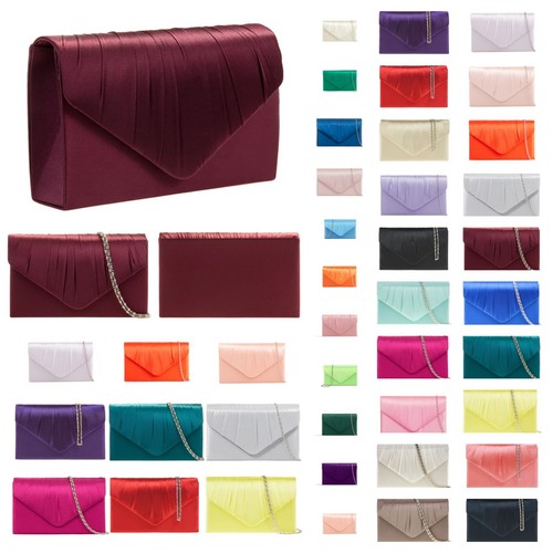 Women satin pleated clutch bag - satin,
