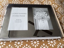The Range Black Silver Mirror Double Photo Frame Glitter Ombré Smoke Shimmer 4x6