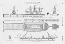 Cavaliere Ercole Lauria Pontoon Floating Dock Antique Engineering Print 1877