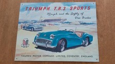 Rare Collectible Triumph  T.R.3 Sports Vintage Metal Sign