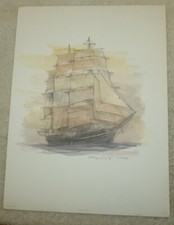 Vintage Mads Stage -  Ship George Stage - Lithograph Print Denmark