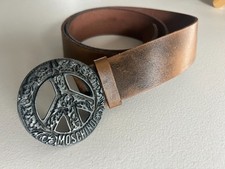 Moschino Peace Sign brown leather belt genuine rare vintage size 95 Italian