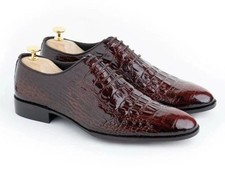 Handmade Mens burgundy lace up