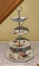 Johnson Brothers Fresh Fruits 4 TIER CAKE STAND *Silver Rods* WOW 1, 2, 3, or 4